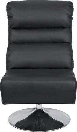 HOME - Costa - Leather Effect Swivel Chair and Footstool - Black